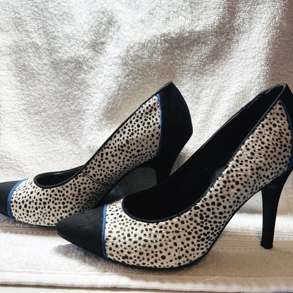Lulu Townsend Shoes - LuLu Townsend Heels-Animal Pring Pump-4" heels-blue stripe-8.5 Medium